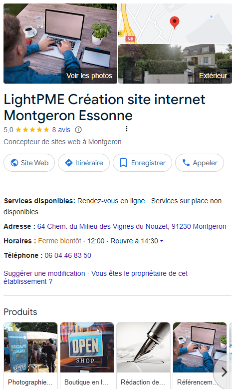 Création fiche entreprise google Lightpme.com